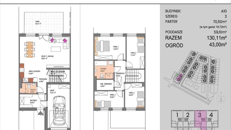 Rzut - Dom na sprzedaż 5 pokoi o powierzchni 130,11 m² - numer A10/3 w ATOM Park etap II