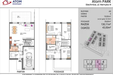 Rzut - Dom na sprzedaż 5 pokoi o powierzchni 130,11 m² - numer A9/3 w ATOM Park etap II