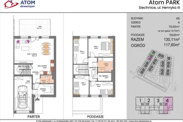 Rzut - Dom na sprzedaż 5 pokoi o powierzchni 130,11 m² - numer A8/4 w ATOM Park etap II