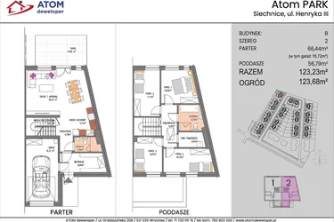 Rzut - Dom na sprzedaż 5 pokoi o powierzchni 123,23 m² - numer B/2 w ATOM Park etap II