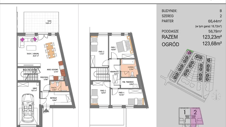 Rzut - Dom na sprzedaż 5 pokoi o powierzchni 123,23 m² - numer B/2 w ATOM Park etap II