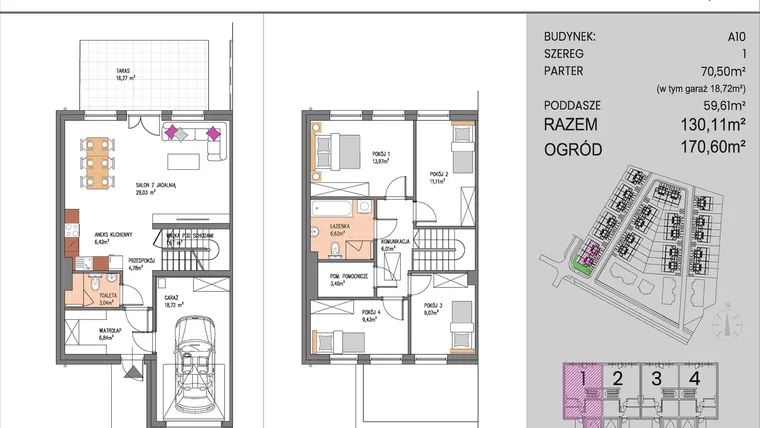 Rzut - Dom na sprzedaż 5 pokoi o powierzchni 130,11 m² - numer A10/1 w ATOM Park etap II