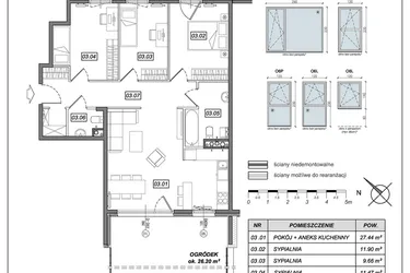 Rzut - Mieszkanie na sprzedaż 4 pokoje o powierzchni 81,64 m² - numer 8.A.03 w Urzeka bud. 8