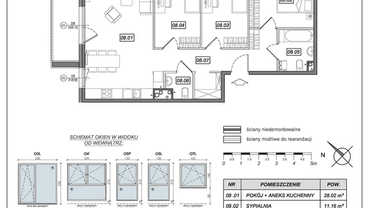 Rzut - Mieszkanie na sprzedaż 4 pokoje o powierzchni 80,3 m² - numer 8.A.08 w Urzeka bud. 8