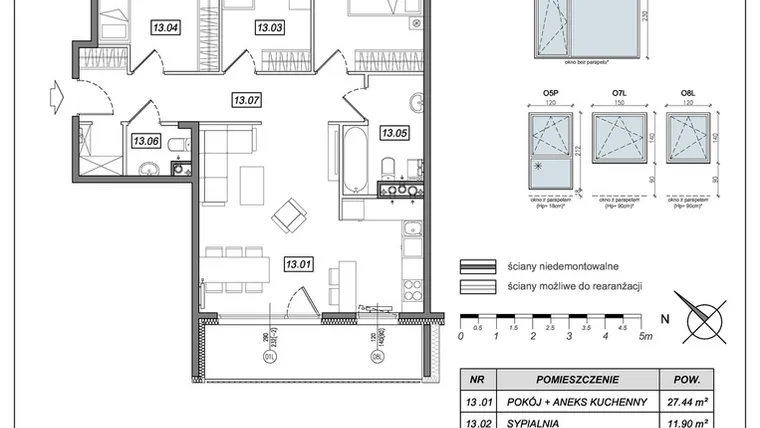 Rzut - Mieszkanie na sprzedaż 4 pokoje o powierzchni 81,64 m² - numer 8.A.13 w Urzeka bud. 8