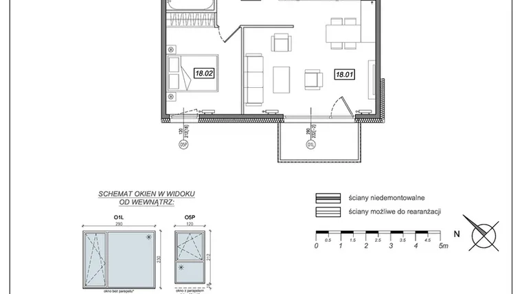 Rzut - Mieszkanie na sprzedaż 2 pokoje o powierzchni 49,57 m² - numer 8.A.18 w Urzeka bud. 8