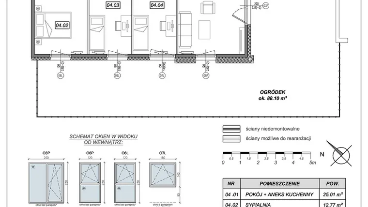 Rzut - Mieszkanie na sprzedaż 4 pokoje o powierzchni 76,74 m² - numer 8.B.04 w Urzeka bud. 8