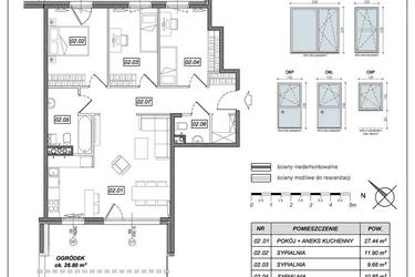 Rzut - Mieszkanie na sprzedaż 4 pokoje o powierzchni 81,03 m² - numer 8.B.02 w Urzeka bud. 8