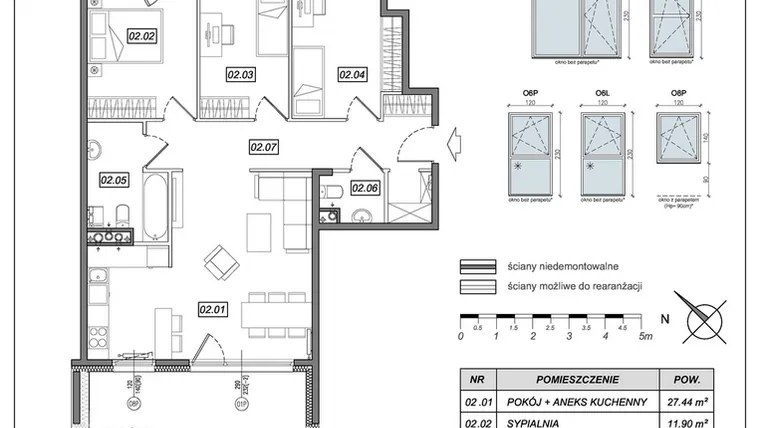 Rzut - Mieszkanie na sprzedaż 4 pokoje o powierzchni 81,03 m² - numer 8.B.02 w Urzeka bud. 8