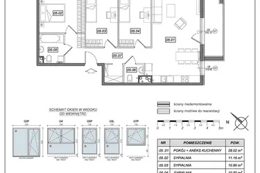 Rzut - Mieszkanie na sprzedaż 4 pokoje o powierzchni 80,3 m² - numer 8.B.05 w Urzeka bud. 8