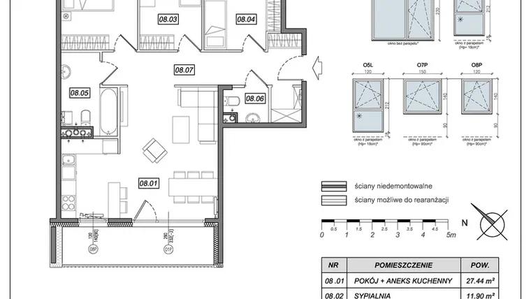 Rzut - Mieszkanie na sprzedaż 4 pokoje o powierzchni 81,03 m² - numer 8.B.08 w Urzeka bud. 8