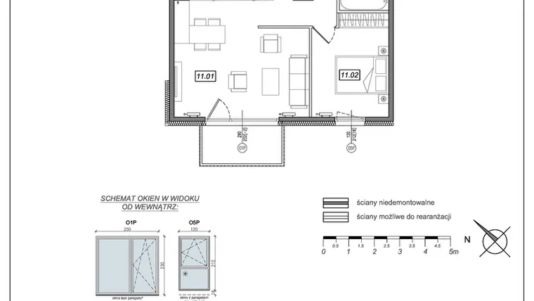Rzut - Mieszkanie na sprzedaż 2 pokoje o powierzchni 49,57 m² - numer 8.B.11 w Urzeka bud. 8