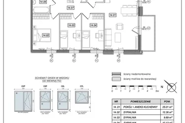 Rzut - Mieszkanie na sprzedaż 4 pokoje o powierzchni 76,74 m² - numer 8.B.14 w Urzeka bud. 8