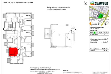 Rzut - Mieszkanie na sprzedaż 1 pokój o powierzchni 29,78 m² - numer 6 w Osiedle Słoneczna etap 2