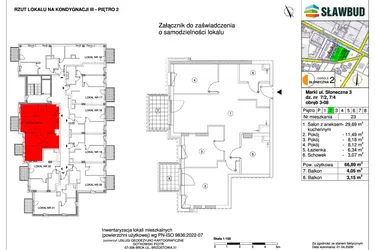 Rzut - Mieszkanie na sprzedaż 3 pokoje o powierzchni 66,89 m² - numer 23 w Osiedle Słoneczna etap 2