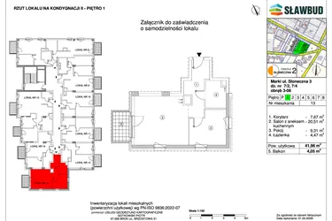 Rzut - Mieszkanie na sprzedaż 2 pokoje o powierzchni 41,96 m² - numer 13 w Osiedle Słoneczna etap 2