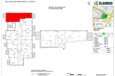 Rzut - Mieszkanie na sprzedaż 3 pokoje o powierzchni 70,88 m² - numer 24 w Osiedle Słoneczna etap 2