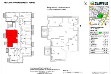 Rzut - Mieszkanie na sprzedaż 3 pokoje o powierzchni 66,91 m² - numer 31 w Osiedle Słoneczna etap 2