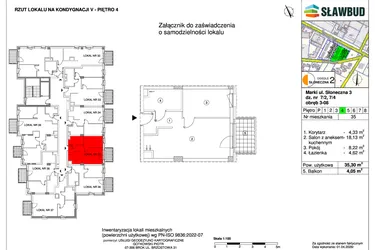 Rzut - Mieszkanie na sprzedaż 2 pokoje o powierzchni 35,3 m² - numer 35 w Osiedle Słoneczna etap 2