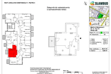Rzut - Mieszkanie na sprzedaż 2 pokoje o powierzchni 35,11 m² - numer 38 w Osiedle Słoneczna etap 2
