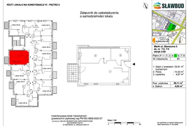 Rzut - Mieszkanie na sprzedaż 2 pokoje o powierzchni 39,11 m² - numer 49 w Osiedle Słoneczna etap 2