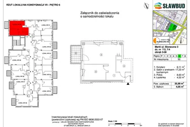 Rzut - Mieszkanie na sprzedaż 2 pokoje o powierzchni 35,99 m² - numer 50 w Osiedle Słoneczna etap 2