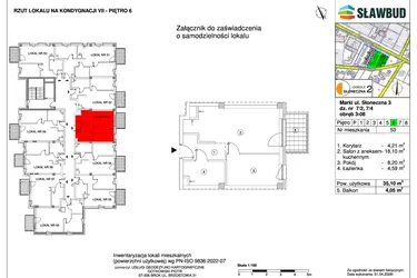 Rzut - Mieszkanie na sprzedaż 2 pokoje o powierzchni 35,1 m² - numer 53 w Osiedle Słoneczna etap 2