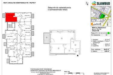 Rzut - Mieszkanie na sprzedaż 2 pokoje o powierzchni 35,97 m² - numer 60 w Osiedle Słoneczna etap 2