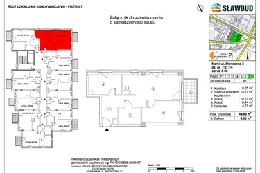 Rzut - Mieszkanie na sprzedaż 3 pokoje o powierzchni 49,88 m² - numer 61 w Osiedle Słoneczna etap 2