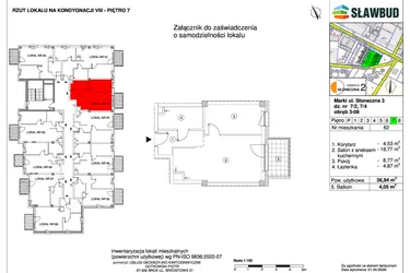Rzut - Mieszkanie na sprzedaż 2 pokoje o powierzchni 36,94 m² - numer 62 w Osiedle Słoneczna etap 2