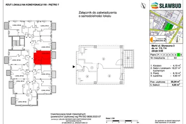 Rzut - Mieszkanie na sprzedaż 2 pokoje o powierzchni 35,04 m² - numer 63 w Osiedle Słoneczna etap 2