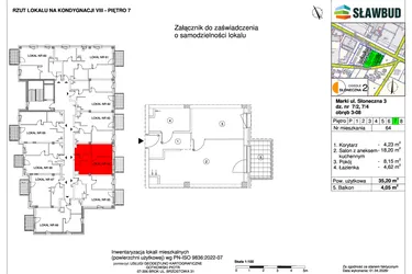 Rzut - Mieszkanie na sprzedaż 2 pokoje o powierzchni 35,2 m² - numer 64 w Osiedle Słoneczna etap 2
