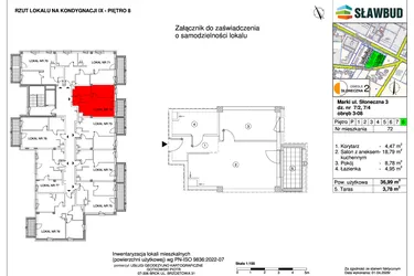 Rzut - Mieszkanie na sprzedaż 2 pokoje o powierzchni 36,99 m² - numer 72 w Osiedle Słoneczna etap 2