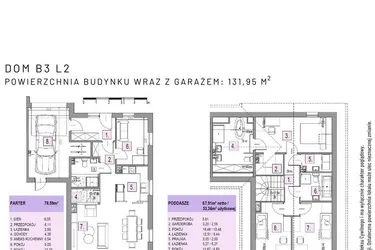 Rzut - Dom na sprzedaż 5 pokoi o powierzchni 131,95 m² - numer B3 L2 w Osiedle Lawendowe