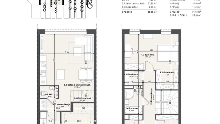 Rzut - Dom na sprzedaż 5 pokoi o powierzchni 117 m² - numer 1b w Domy na Przylesiu etap II