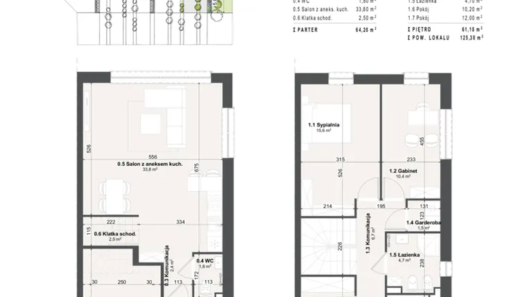 Rzut - Dom na sprzedaż 5 pokoi o powierzchni 115,2 m² - numer 2b w Domy na Przylesiu etap II