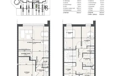 Rzut - Dom na sprzedaż 5 pokoi o powierzchni 115,2 m² - numer 2a w Domy na Przylesiu etap II
