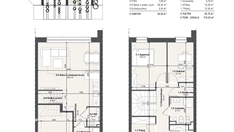 Rzut - Dom na sprzedaż 5 pokoi o powierzchni 115,2 m² - numer 2a w Domy na Przylesiu etap II