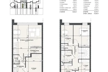 Rzut - Dom na sprzedaż 5 pokoi o powierzchni 115,2 m² - numer 3b w Domy na Przylesiu etap II
