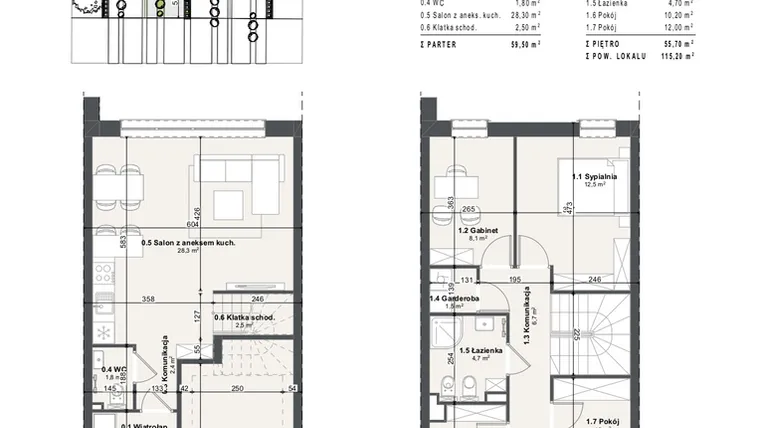 Rzut - Dom na sprzedaż 5 pokoi o powierzchni 115,2 m² - numer 3b w Domy na Przylesiu etap II