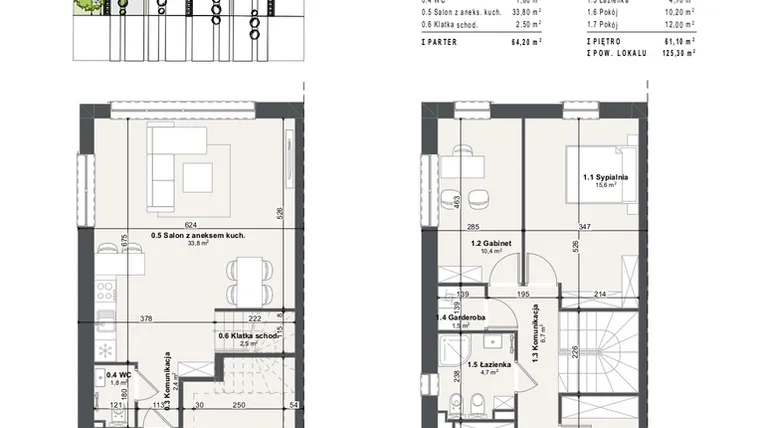 Rzut - Dom na sprzedaż 5 pokoi o powierzchni 125,3 m² - numer 3a w Domy na Przylesiu etap II