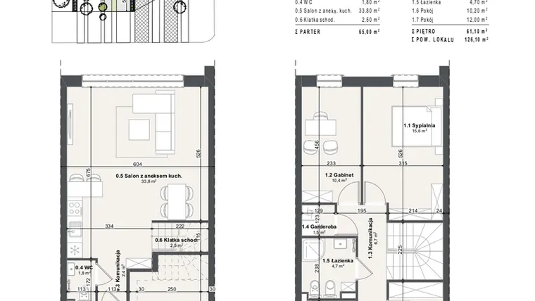 Rzut - Dom na sprzedaż 5 pokoi o powierzchni 126,1 m² - numer 5b w Domy na Przylesiu etap II