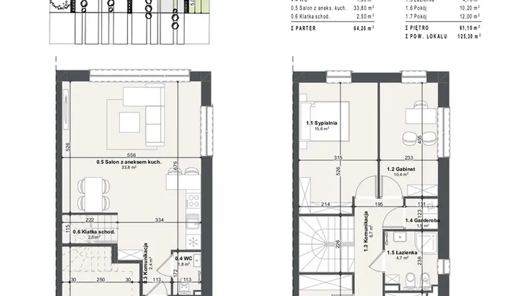 Rzut - Dom na sprzedaż 5 pokoi o powierzchni 125,3 m² - numer 4b w Domy na Przylesiu etap II