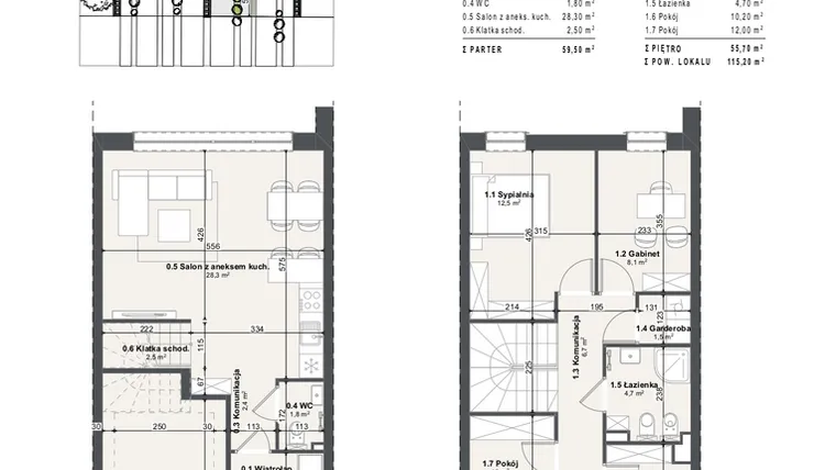 Rzut - Dom na sprzedaż 5 pokoi o powierzchni 115,2 m² - numer 4a w Domy na Przylesiu etap II
