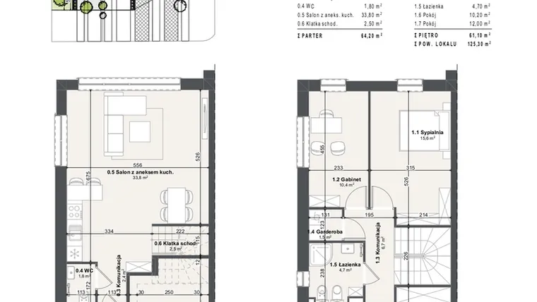 Rzut - Dom na sprzedaż 5 pokoi o powierzchni 125,3 m² - numer 5a w Domy na Przylesiu etap II