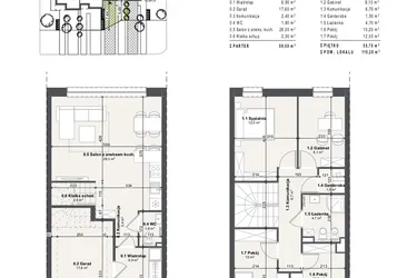 Rzut - Dom na sprzedaż 5 pokoi o powierzchni 115,2 m² - numer 6a w Domy na Przylesiu etap II