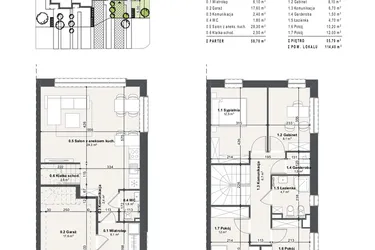 Rzut - Dom na sprzedaż 5 pokoi o powierzchni 114,4 m² - numer 6b w Domy na Przylesiu etap II