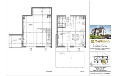 Rzut - Mieszkanie na sprzedaż 1 pokój o powierzchni 67,54 m² - numer B’.5 w Osiedle Maureska etap 2