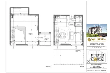 Rzut - Mieszkanie na sprzedaż 1 pokój o powierzchni 70,9 m² - numer B’.6 w Osiedle Maureska etap 2