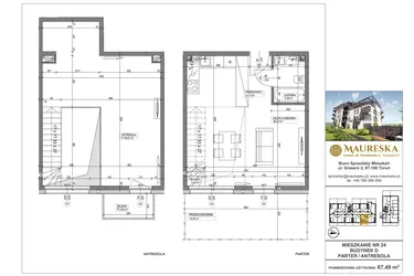 Rzut - Mieszkanie na sprzedaż 1 pokój o powierzchni 67,49 m² - numer D.24 w Osiedle Maureska etap 2